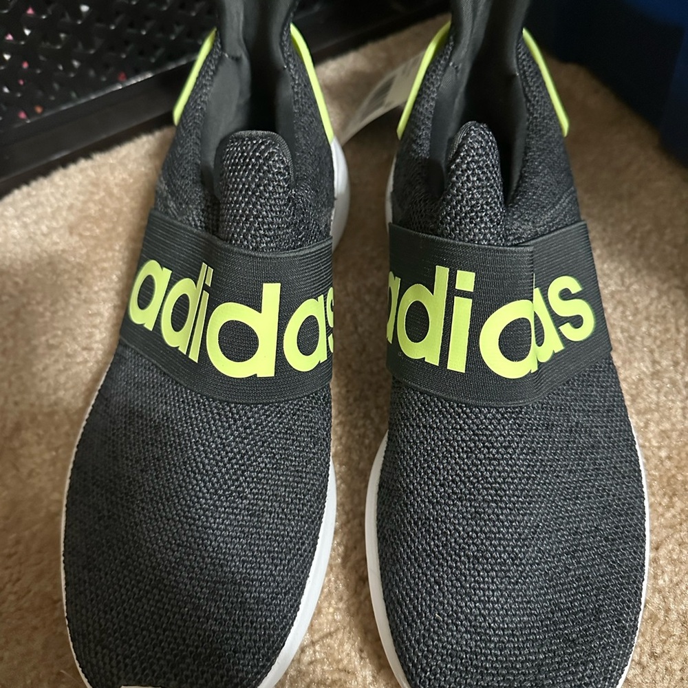 Adidas Black and Yellow Slip-On Sneakers